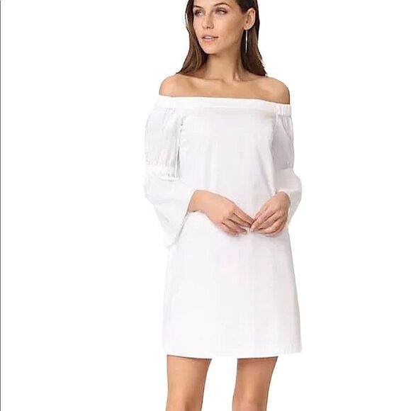 TIBI White Satin Poplin Off the Shoulder Dress - Picture 13 of 13